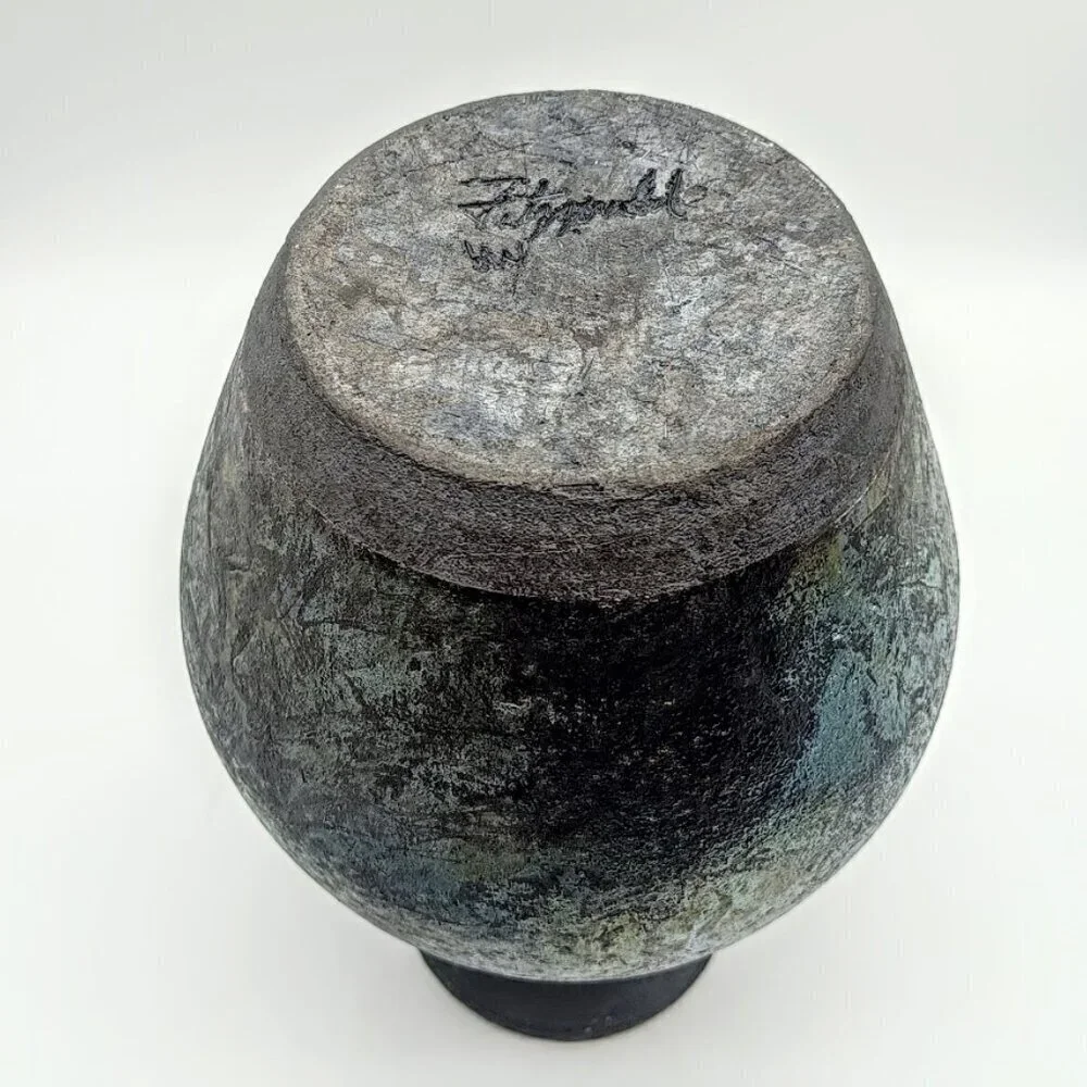 Artisan Signed Raku Pottery Vase